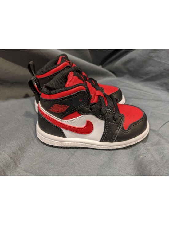 Jordan Other - Nike Toddlers Jordan1 Mid (TD) Sneakers  Black/Fire Red White Size 4 NEW IN BOX!